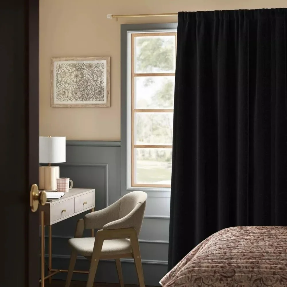 Threshold Henna Blackout Single Black Rod Pocket Hang Curtain Panel 50
